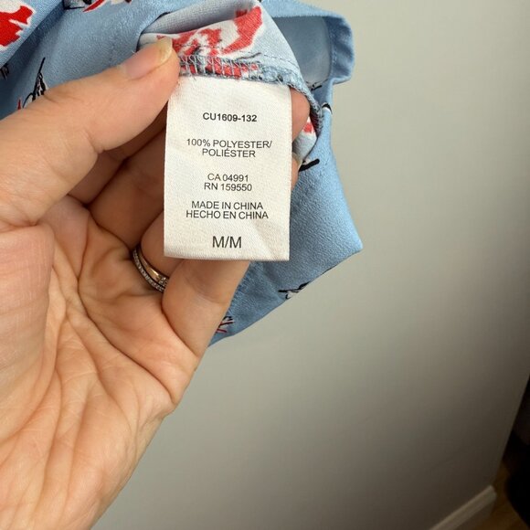 Women's Floral Hilary Radley Short-Sleeve Blouse, Size M - Picture 5 of 6